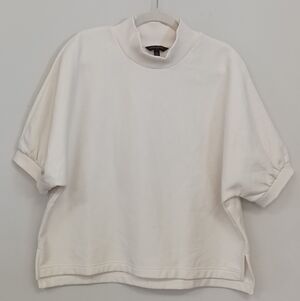 Banana Republic Off-White Mock Neck Boxy Short Sleeve Sweatshirt XL
